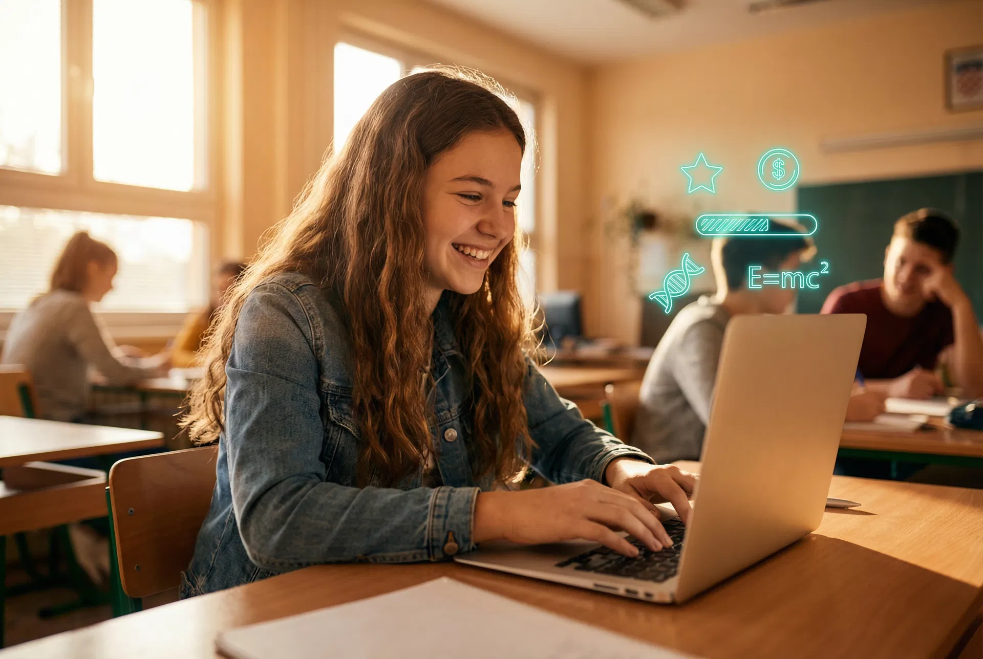 AI-generated illustration of a student using a learning game